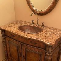 19" Oval Oil Rubbed Bronze Hammered Copper Self Rimming Bathroom Sink