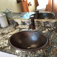 19" Oval Oil Rubbed Bronze Hammered Copper Self Rimming Bathroom Sink