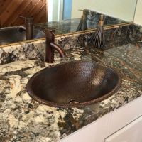 19" Oval Oil Rubbed Bronze Hammered Copper Self Rimming Bathroom Sink