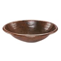 19" Oval Oil Rubbed Bronze Hammered Copper Self Rimming Bathroom Sink