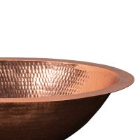 19" Oval Polished Hammered Copper Bathroom Sink