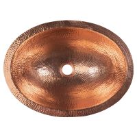 19" Oval Polished Hammered Copper Bathroom Sink