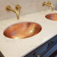 19" Oval Polished Hammered Copper Bathroom Sink