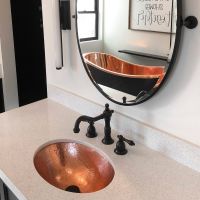 19" Oval Polished Hammered Copper Bathroom Sink