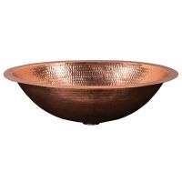 19" Oval Polished Hammered Copper Bathroom Sink