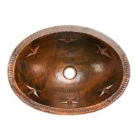 19" Oval Star Oil Rubbed Bronze Hammered Copper Bathroom Sink