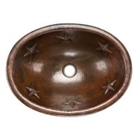 19" Oval Star Oil Rubbed Bronze Hammered Copper Self Rimming Bathroom Sink