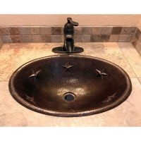 19" Oval Star Oil Rubbed Bronze Hammered Copper Self Rimming Bathroom Sink
