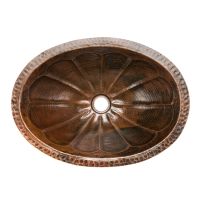 19" Oval Sunburst Oil Rubbed Bronze Hammered Copper Bathroom Sink