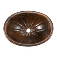 19" Oval Sunburst Oil Rubbed Bronze Hammered Copper Self Rimming Bathroom Sink