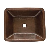 19" Rectangular Oil Rubbed Bronze Hammered Copper Bathroom Sink