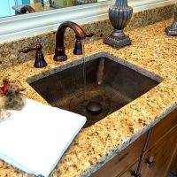 19" Rectangular Oil Rubbed Bronze Hammered Copper Bathroom Sink