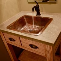 19" Rectangular Oil Rubbed Bronze Hammered Copper Bathroom Sink