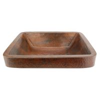 19" Rectangular Oil Rubbed Bronze Hammered Copper Skirted Vessel Sink