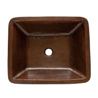 19" Rectangular Oil Rubbed Bronze Hammered Copper Skirted Vessel Sink