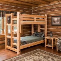 Rustic Bunkbed: Some lifestyle images are created with AI for visualization purposes. Crafted from natural solid wood, each piece is unique and will vary.