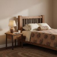 Weathered Wood Nightstand: Some lifestyle images are created with AI for visualization purposes. Crafted from natural solid wood, each piece is unique and will vary.