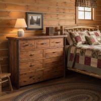 Rustic Dresser: Some lifestyle images are created with AI for visualization purposes. Crafted from natural solid wood, each piece is unique and will vary.
