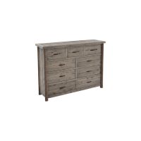 Sawmill Hickory 9 Drawer Rough Sawn Dresser--Weathered Gray finish, Metal handles