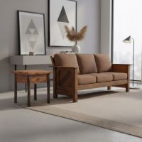 Rustic End Table: Some lifestyle images are created with AI for visualization purposes. Crafted from natural solid wood, each piece is unique and will vary.