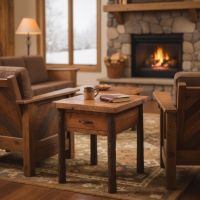 End Table: Some lifestyle images are created with AI for visualization purposes. Crafted from natural solid wood, each piece is unique and will vary.