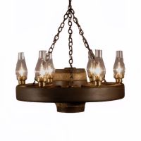 Small Faux Wagon Wheel Chandelier