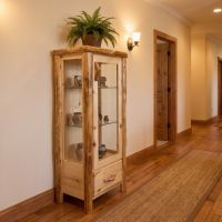 Curio Cabinet: Some lifestyle images are created with AI for visualization purposes. Crafted from natural solid wood, each piece is unique and will vary.