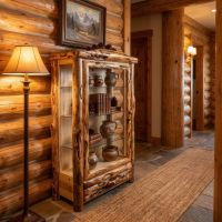 Display Cabinet: Some lifestyle images are created with AI for visualization purposes. Crafted from natural solid wood, each piece is unique and will vary.