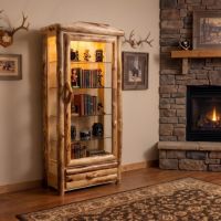 Display Cabinet: Some lifestyle images are created with AI for visualization purposes. Crafted from natural solid wood, each piece is unique and will vary.