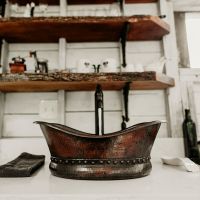 20" Bath Tub Oil Rubbed Bronze Hammered Copper Vessel Sink