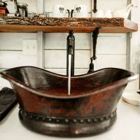 20" Bath Tub Oil Rubbed Bronze Hammered Copper Vessel Sink