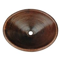 20" Oval Oil Rubbed Bronze Hammered Copper Self Rimming Master Bath Sink