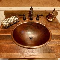 20" Oval Oil Rubbed Bronze Hammered Copper Self Rimming Master Bath Sink