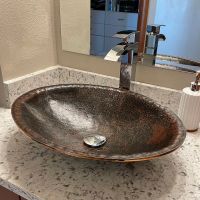 20" Oval Old World Oil Rubbed Bronze Forged Copper Vessel Sink