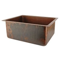 20" Rectangular Oil Rubbed Bronze Hammered Copper Bar & Prep Sink - 3.5" Drain