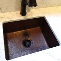 20" Rectangular Oil Rubbed Bronze Hammered Copper Bar & Prep Sink - 3.5" Drain