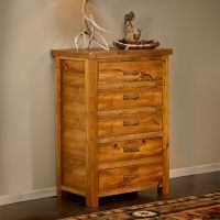 Heartland 5 Drawer Weathered Wood Chest--Honey finish