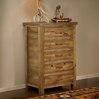 Heartland 5 Drawer Weathered Wood Chest--Clear finish