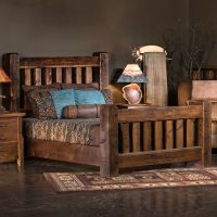 Old Sawmill Timber Frame Bed--Queen, Matching spindle footboard