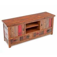 Reclaimed Barn Wood TV Cabinet in Vintage Colors