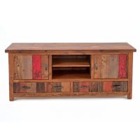 Reclaimed Barn Wood TV Cabinet in Vintage Colors