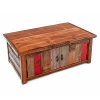 Reclaimed Barnwood Coffee Table with Curved Doors