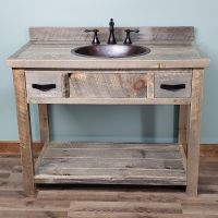 Sawmill Rough Sawn Open Vanity - Weathered Gray Finish - Free Standing