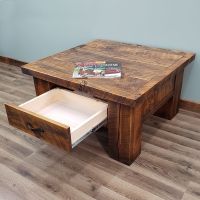Sawmill Rough Sawn 1 Drawer Coffee Table - Antique Barnwood Finish
