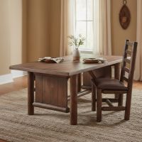 Rustic Dining Chair: Some lifestyle images are created with AI for visualization purposes. Crafted from natural solid wood, each piece is unique and will vary.