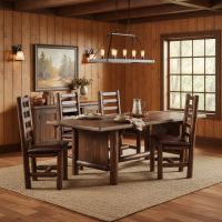 Rustic Cedar Ladderback Chair: Some lifestyle images are created with AI for visualization purposes. Crafted from natural solid wood, each piece is unique and will vary.