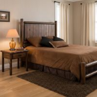 Log Nightstand: Some lifestyle images are created with AI for visualization purposes. Crafted from natural solid wood, each piece is unique and will vary.