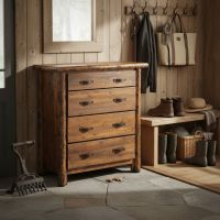 4 Drawer Chest: Some lifestyle images are created with AI for visualization purposes. Crafted from natural solid wood, each piece is unique and will vary.