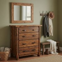 Log Chest: Some lifestyle images are created with AI for visualization purposes. Crafted from natural solid wood, each piece is unique and will vary.