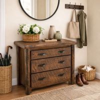 Chest of Drawers: Some lifestyle images are created with AI for visualization purposes. Crafted from natural solid wood, each piece is unique and will vary.